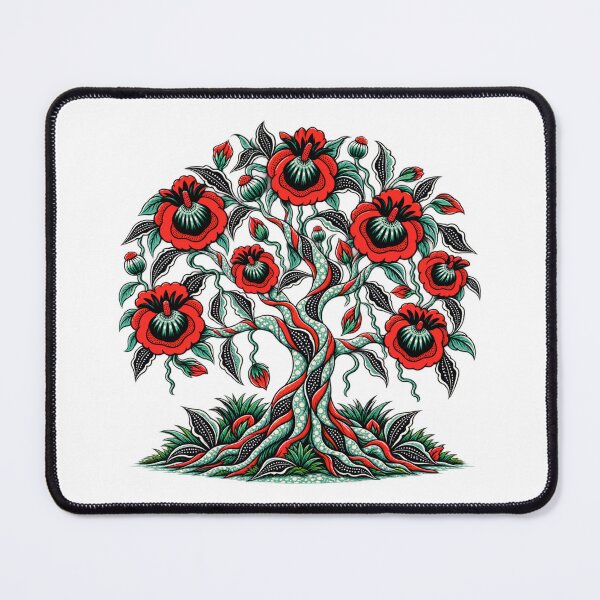 Item preview, Scarlet Floral Tree of Life – Red, Black & Mint Botanical Art designed and sold by Awarrie.