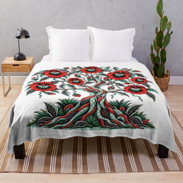 Item preview, Scarlet Floral Tree of Life – Red, Black & Mint Botanical Art designed and sold by Awarrie.