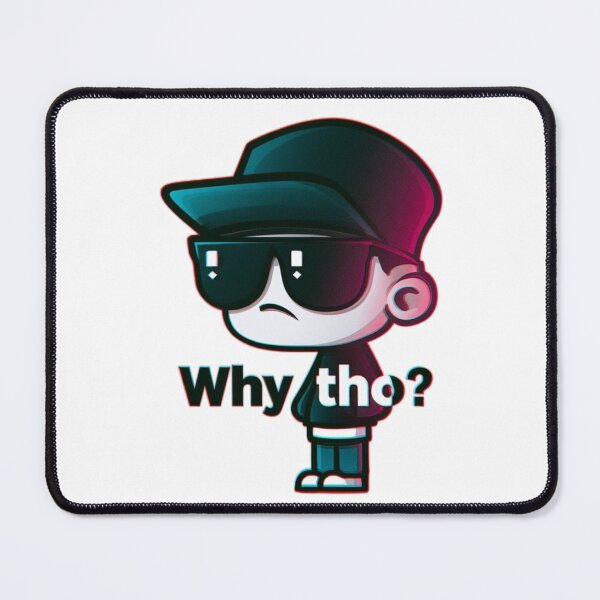 Item preview, Cool Cartoon Character Wearing Sunglasses And Cap With Why Tho? Neon Glitch designed and sold by KanDa-Shop.