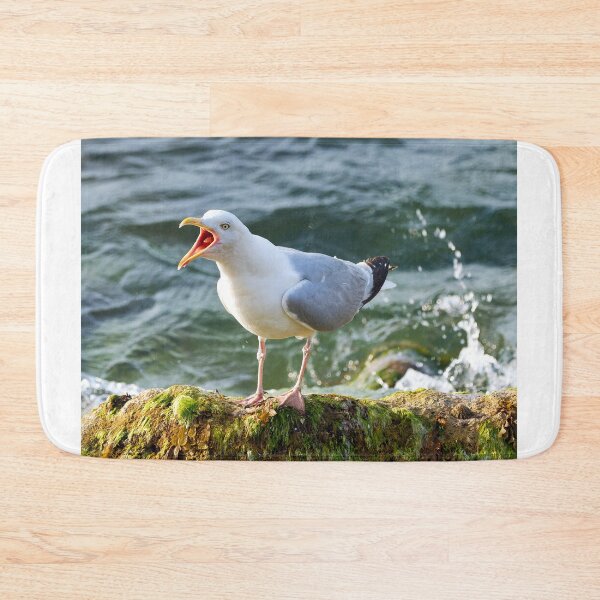 Item preview, Herring Gull Squawking whilst Perched on a Rock by the Sea designed and sold by Dorset Girl.
