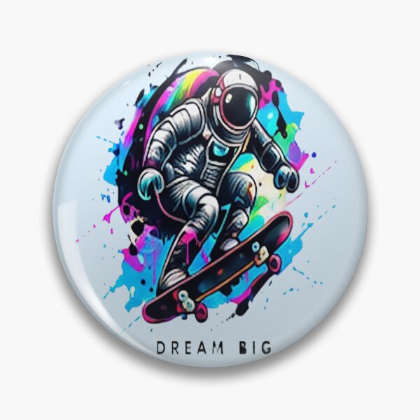 Item preview, Cyberpunk Astronaut Skateboarding Dream Big - Neon Pop Art designed and sold by FABIOLA1970.