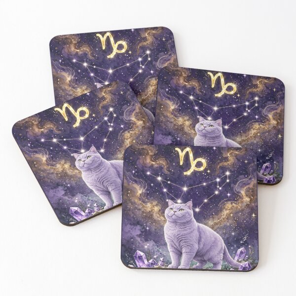 Item preview, Mystical Capricorn Cat With Golden Constellation Crown designed and sold by Moody Vibes Studio.