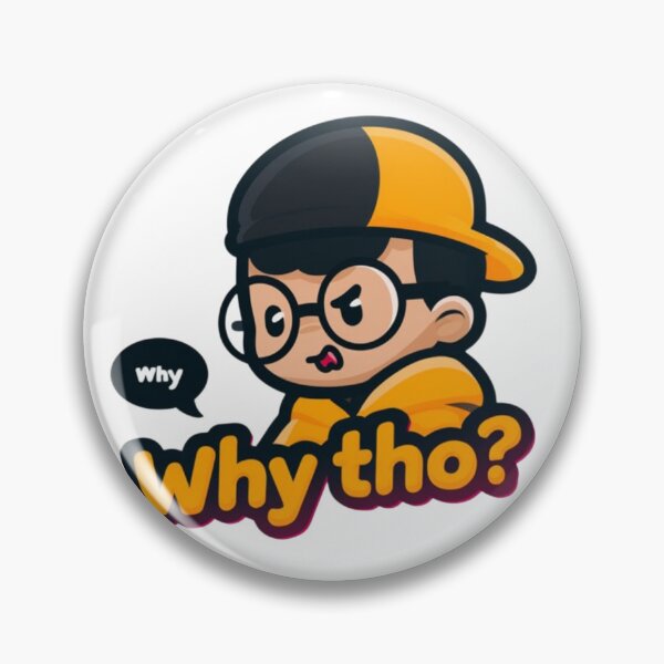 Item preview, Why Tho? Cartoon Boy Sticker With Glasses and Yellow Hat Expressing Confused Meme Reaction designed and sold by KanDa-Shop.