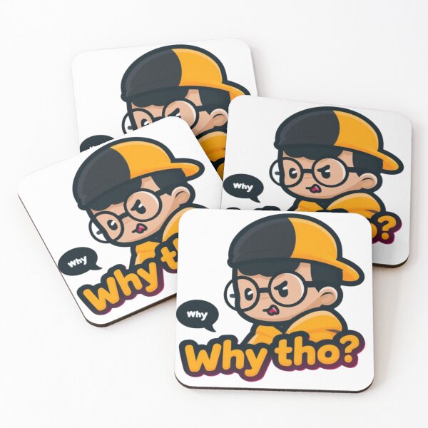 Item preview, Why Tho? Cartoon Boy Sticker With Glasses and Yellow Hat Expressing Confused Meme Reaction designed and sold by KanDa-Shop.