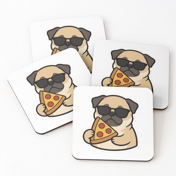 Item preview, Cute Pug Dog Eating Pizza Slice Sunglasses designed and sold by BobaCatDesign.