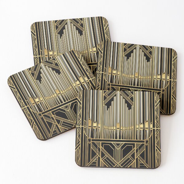 Item preview, Art Deco Pipe Organ Gold Geometric Pattern designed and sold by pinkal.