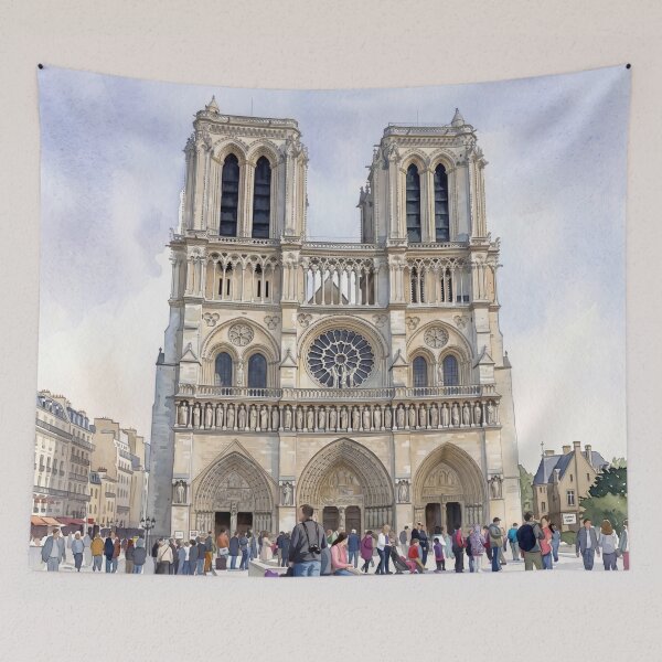 Item preview, Notre-Dame de Paris West Facade — Gothic Cathedral Water designed and sold by M.ALK.Watercolor.