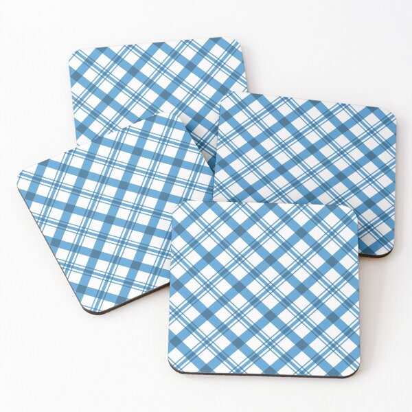 Item preview, Diagonal Gingham Checkered Grid Plaid In Cerulean Blue And Steel Blue designed and sold by EliveraDesigns.