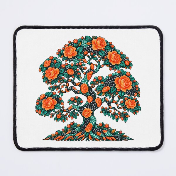 Item preview, Tropical Orange Rose Tree of Life – Exotic Floral Botanical Art designed and sold by Awarrie.