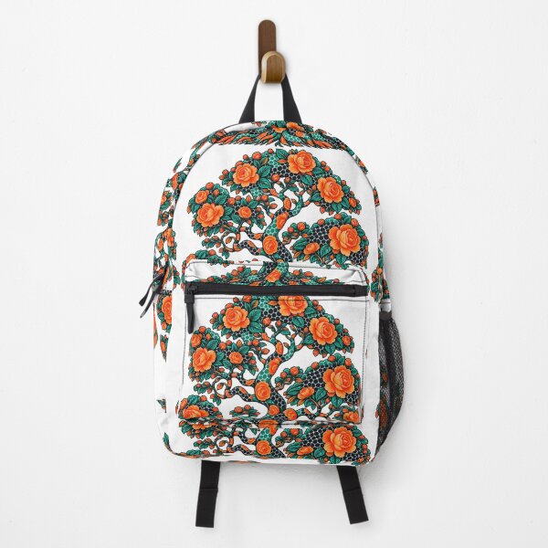 Item preview, Tropical Orange Rose Tree of Life – Exotic Floral Botanical Art designed and sold by Awarrie.