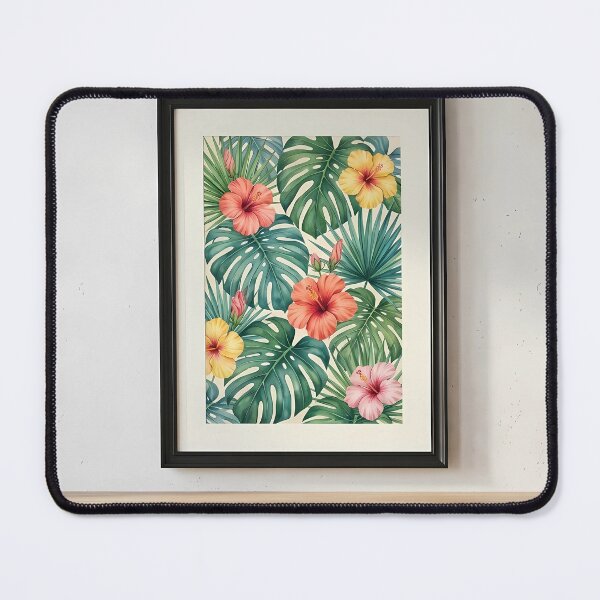 Item preview, Vibrant tropical monstera and fan Palm leaf illustration art. designed and sold by Umar design studio.