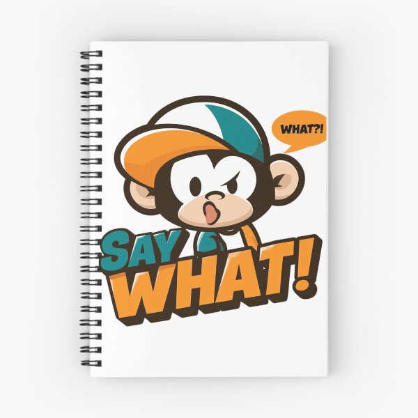 Item preview, Surprised Cartoon Monkey Mascot Saying Say What With Speech Bubble And Bold Typography designed and sold by KanDa-Shop.