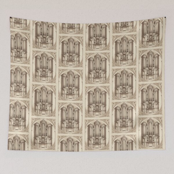 Item preview, Art Nouveau Pipe Organ Vintage Floral Illustration designed and sold by pinkal.