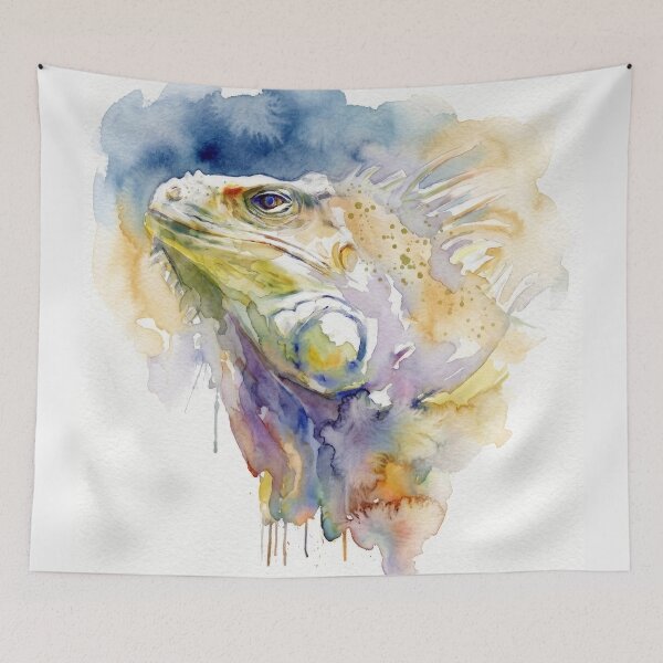 Item preview, Iguana Watercolor, Navy Background designed and sold by caracatita75.