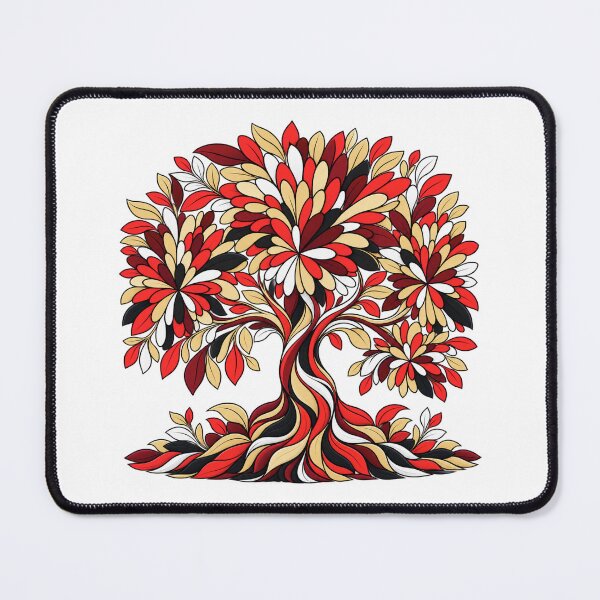 Item preview, Red and Gold Floral Tree of Life – Bold Botanical Art designed and sold by Awarrie.