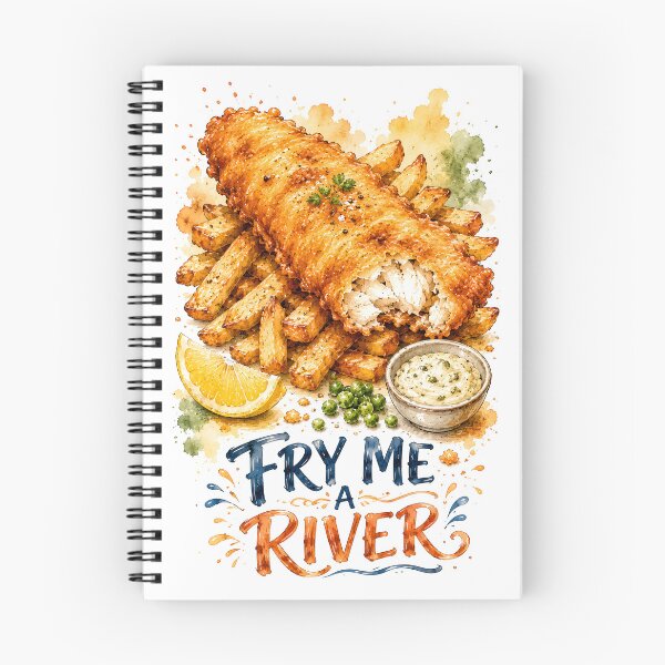 Aperçu de l'œuvre Frire-moi une rivière - Illustration humoristique de fish and chips créée et vendue par Shadow Sprite Art.