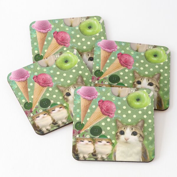 Item preview, Cute Meowl Green Aesthetic Collage | Vintage Kidcore Cat Owl Meme designed and sold by BrontesWhimsyStore.