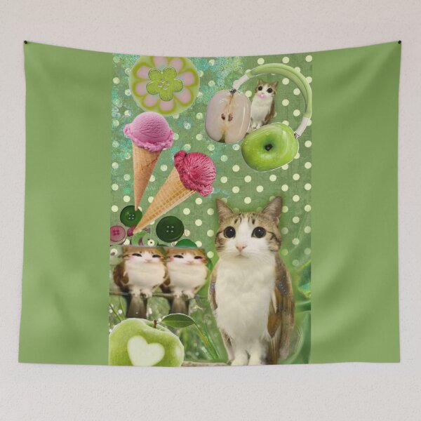 Item preview, Cute Meowl Green Aesthetic Collage | Vintage Kidcore Cat Owl Meme designed and sold by BrontesWhimsyStore.