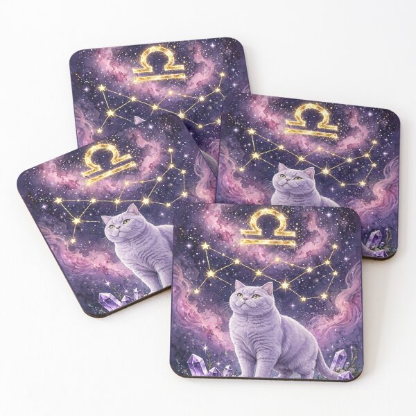 Item preview, Mystical Libra Cat With Golden Balance Constellation designed and sold by Luna's World - Moody Vibes Studio.