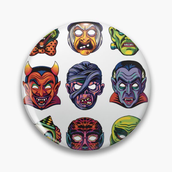 Item preview, Vintage Spooky Faces Retro Halloween Masks | Best Gift designed and sold by Mallerlite.