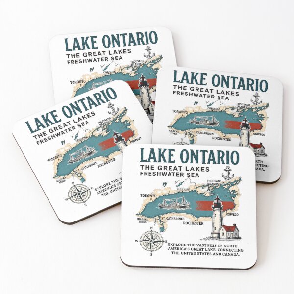 Item preview, Lake Ontario Vintage Nautical Map and Lighthouse designed and sold by KireVeronica.