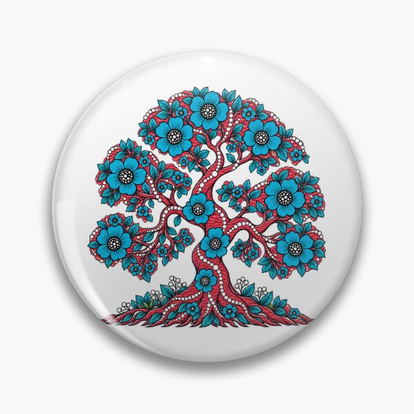 Item preview, Turquoise Blue Floral Tree of Life – Vibrant Botanical Art designed and sold by Awarrie.