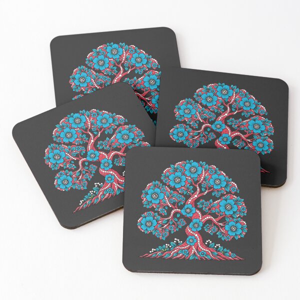 Item preview, Turquoise Blue Floral Tree of Life – Vibrant Botanical Art designed and sold by Awarrie.