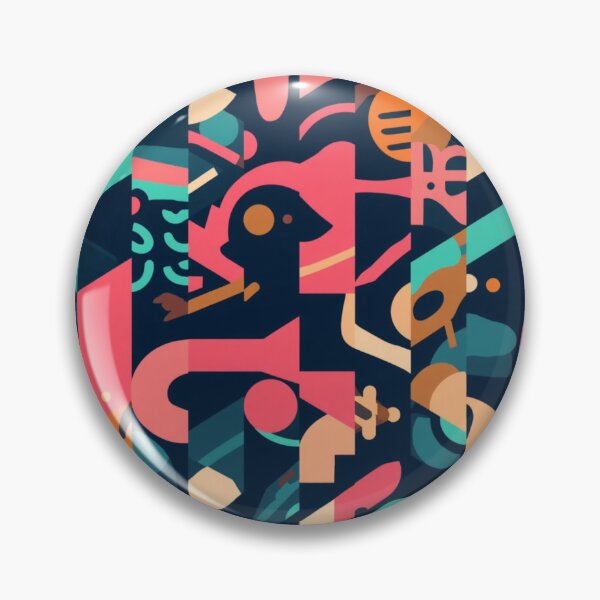 Item preview, Colourful Retro Geometric Abstract Pattern in Pink Teal Orange and Navy designed and sold by My Gluten Free Life UK.