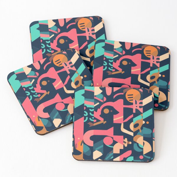 Item preview, Colourful Retro Geometric Abstract Pattern in Pink Teal Orange and Navy designed and sold by My Gluten Free Life UK.