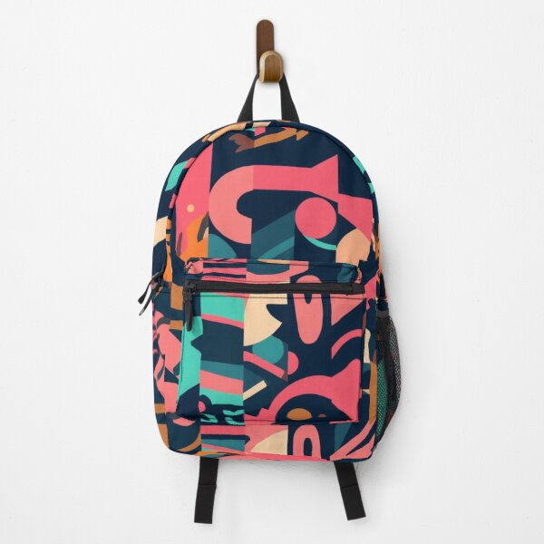 Item preview, Colourful Retro Geometric Abstract Pattern in Pink Teal Orange and Navy designed and sold by My Gluten Free Life UK.