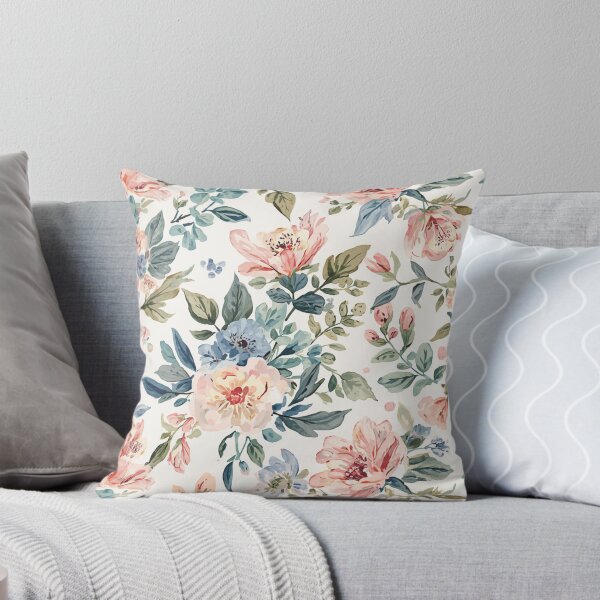 Item preview, Romantic Blush Pink and Blue Watercolour Floral Pattern designed and sold by My Gluten Free Life UK.