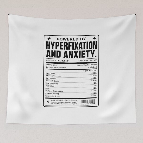 Item preview, Powered by Hyperfixation and Anxiety designed and sold by Noventra112.