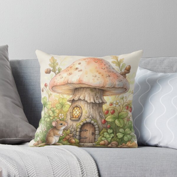 Item preview, Mouse Strawberry Mushroom House Miniature Cottagecore Art designed and sold by CalmCapy Co.