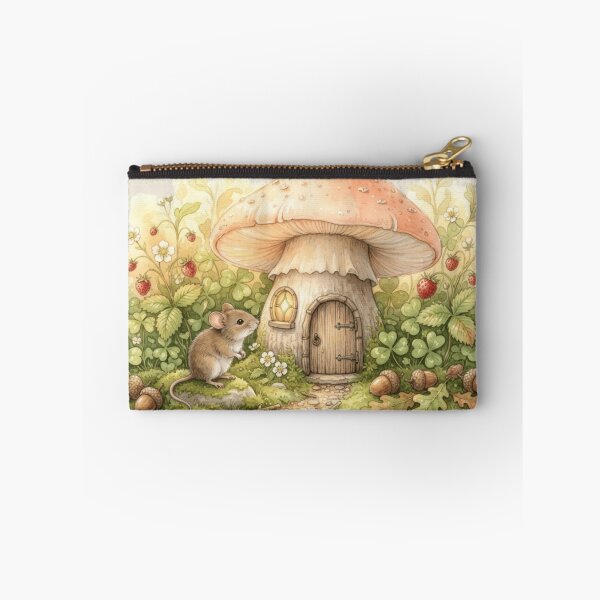 Item preview, Mouse Strawberry Mushroom House Miniature Cottagecore Art designed and sold by CalmCapy Co.