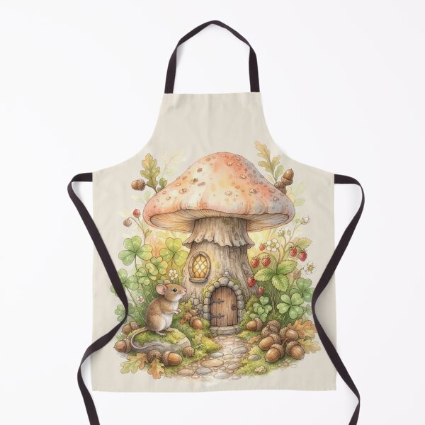 Item preview, Mouse Strawberry Mushroom House Miniature Cottagecore Art designed and sold by CalmCapy Co.