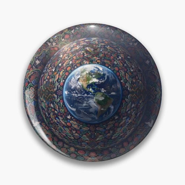 Item preview, Cosmic Dancheong Infinity: Planet Earth Surrounded by Flat Korean Traditional Cloud and Floral Pattern Space Art Print, Poster & Tapestry designed and sold by SOOstudio73.