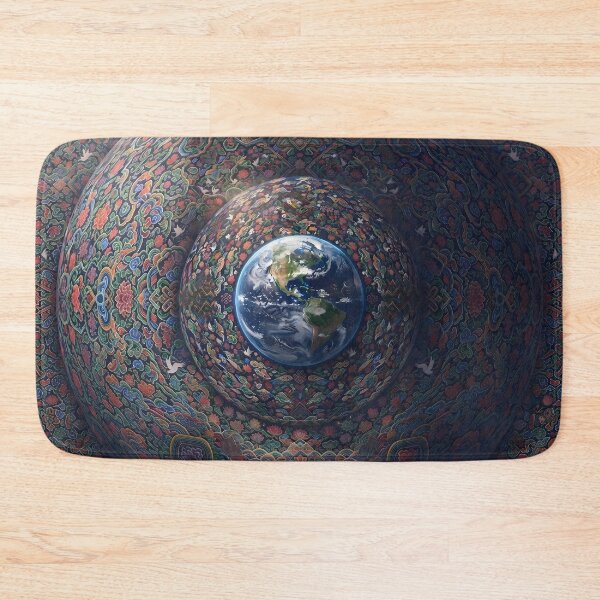 Item preview, Cosmic Dancheong Infinity: Planet Earth Surrounded by Flat Korean Traditional Cloud and Floral Pattern Space Art Print, Poster & Tapestry designed and sold by SOOstudio73.