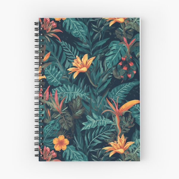 Item preview, Dark Tropical Jungle Floral Pattern with Orange Exotic Flowers designed and sold by My Gluten Free Life UK.
