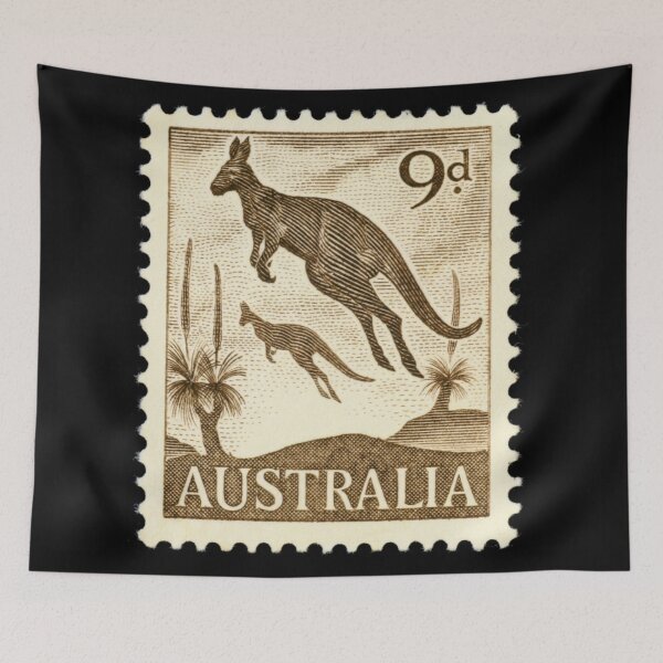 Item preview, Vintage Kangaroo Australian Pre Decimal Stamp designed and sold by WanderingLife.