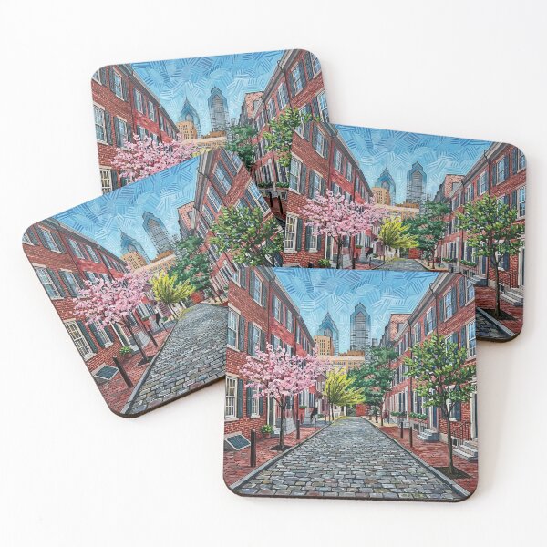 Item preview, Philly Row Houses Acrylic Print | Pennsylvania Travel Poster |  American designed and sold by POSTERIOCREW.