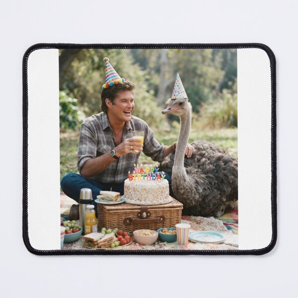 Item preview, David hasselhoff ostrich picnic ostrichs animal pet nature meme memes funny parody christmas birthday designed and sold by CheeseBlueprint.