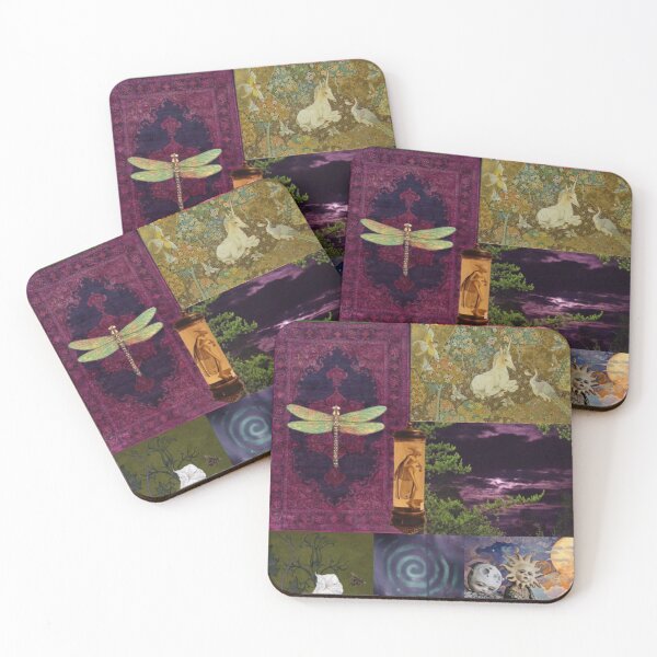 Item preview, Whimsigoth Patchwork Surreal Collage Art | Vintage Fairycore Dragonfly Moth designed and sold by BrontesWhimsyStore.