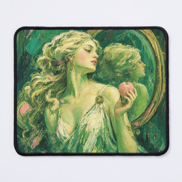 Item preview, Aphrodite at the Mirror: Goddess of Beauty, Golden Apples & Emerald Fine Art designed and sold by chihuahuashower.