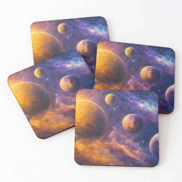 Item preview, Glowing Planets Dreamy Cosmic Oil Painting designed and sold by ArtAmbience.