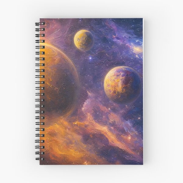 Item preview, Glowing Planets Dreamy Cosmic Oil Painting designed and sold by ArtAmbience.