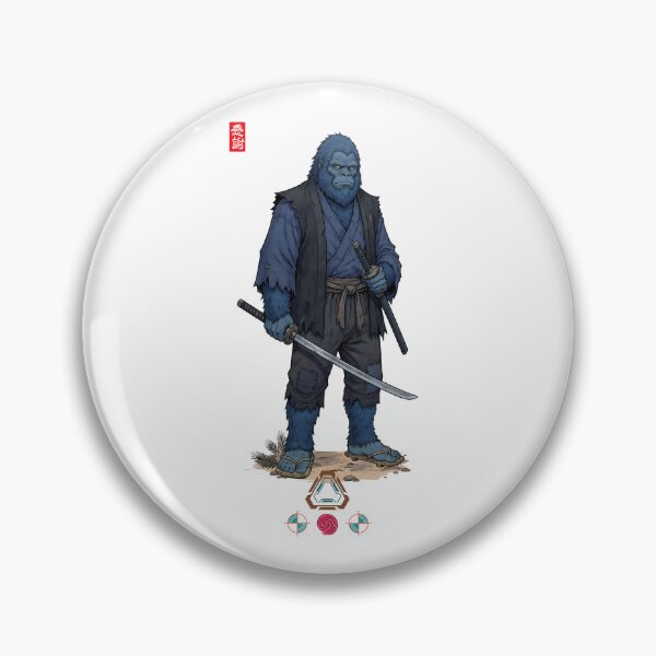 Item preview, Blue Samurai Ape Warrior in Detailed Armor with Tachi Sword designed and sold by Whimsy Trail Co.