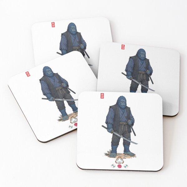 Item preview, Blue Samurai Ape Warrior in Detailed Armor with Tachi Sword designed and sold by Whimsy Trail Co.