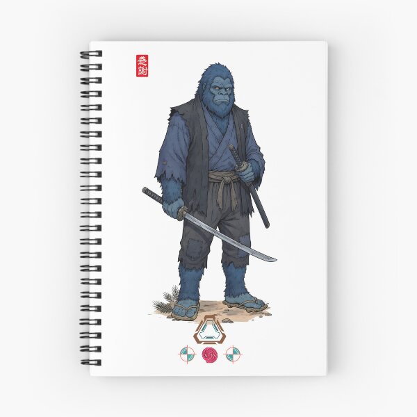 Item preview, Blue Samurai Ape Warrior in Detailed Armor with Tachi Sword designed and sold by Whimsy Trail Co.