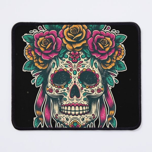 Item preview, Floral Calavera - Mexican Sugar Skull Dia de los Muertos Graphic Art designed and sold by FreiherrPK.