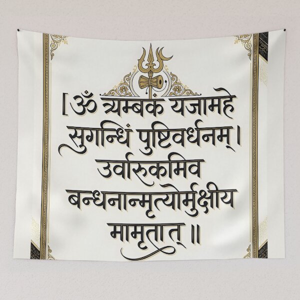 Artikelvorschau, Mahamrityunjaya Mantra Devanagari Heilige Kunst entworfen und verkauft von hutofdesigns.